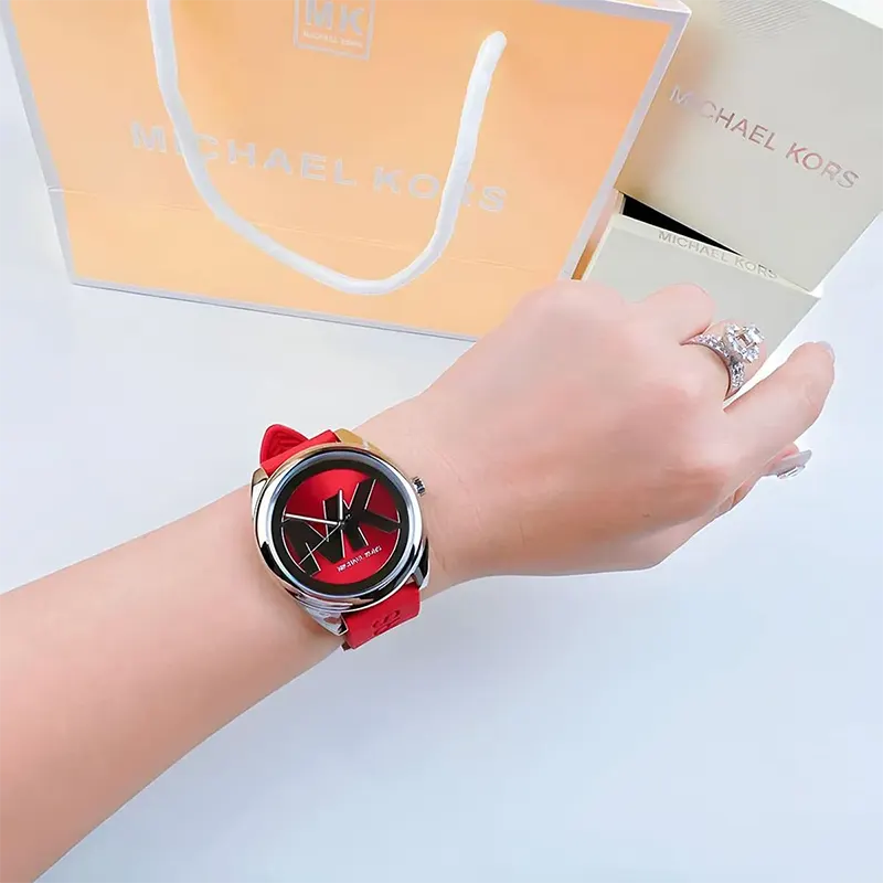 Michael Kors Janelle Red Dial Silicone Ladies Watch- MK7144